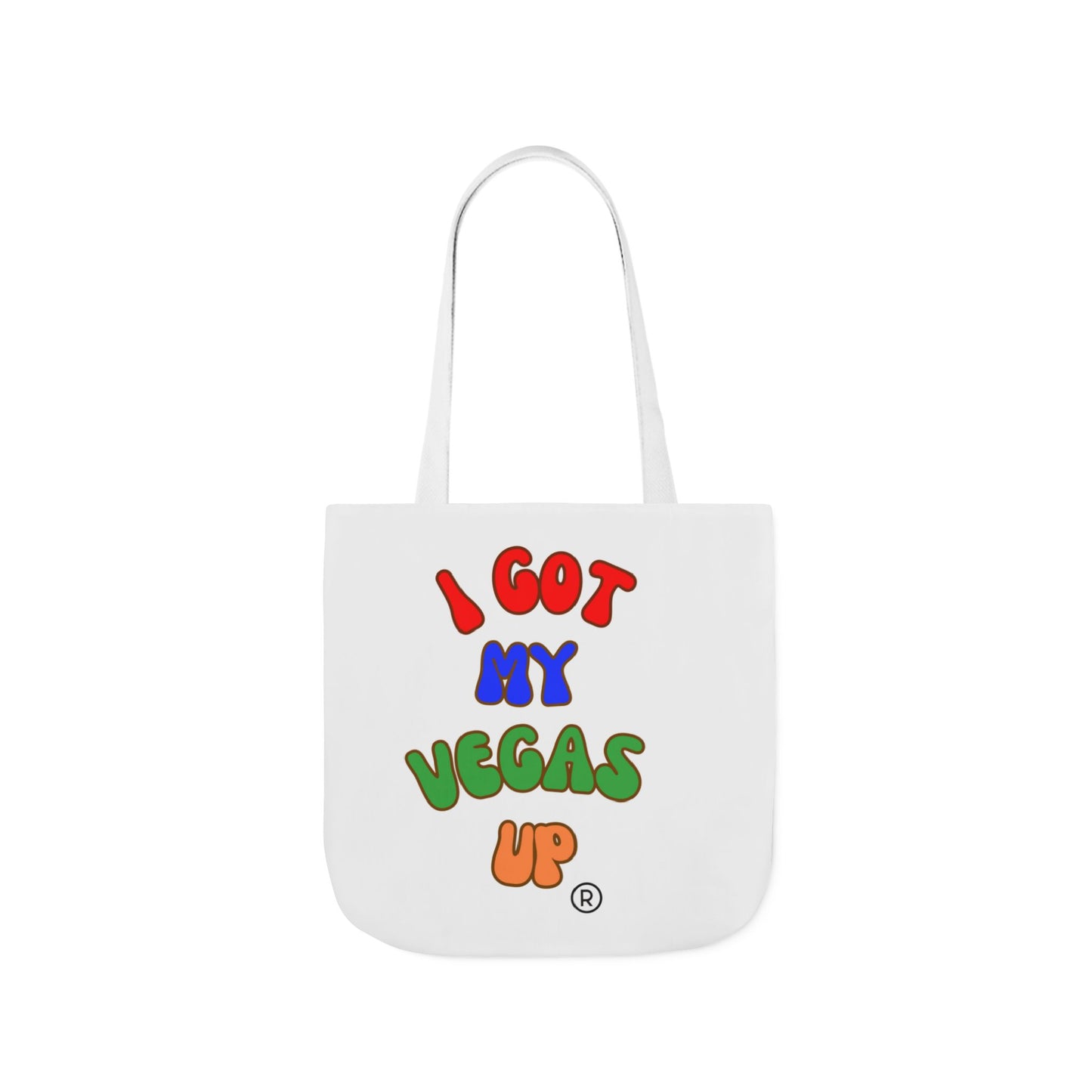 Fun Canvas Tote Bag – "I Got My Vegas Up" – Colorful Straps for Everyday Use
