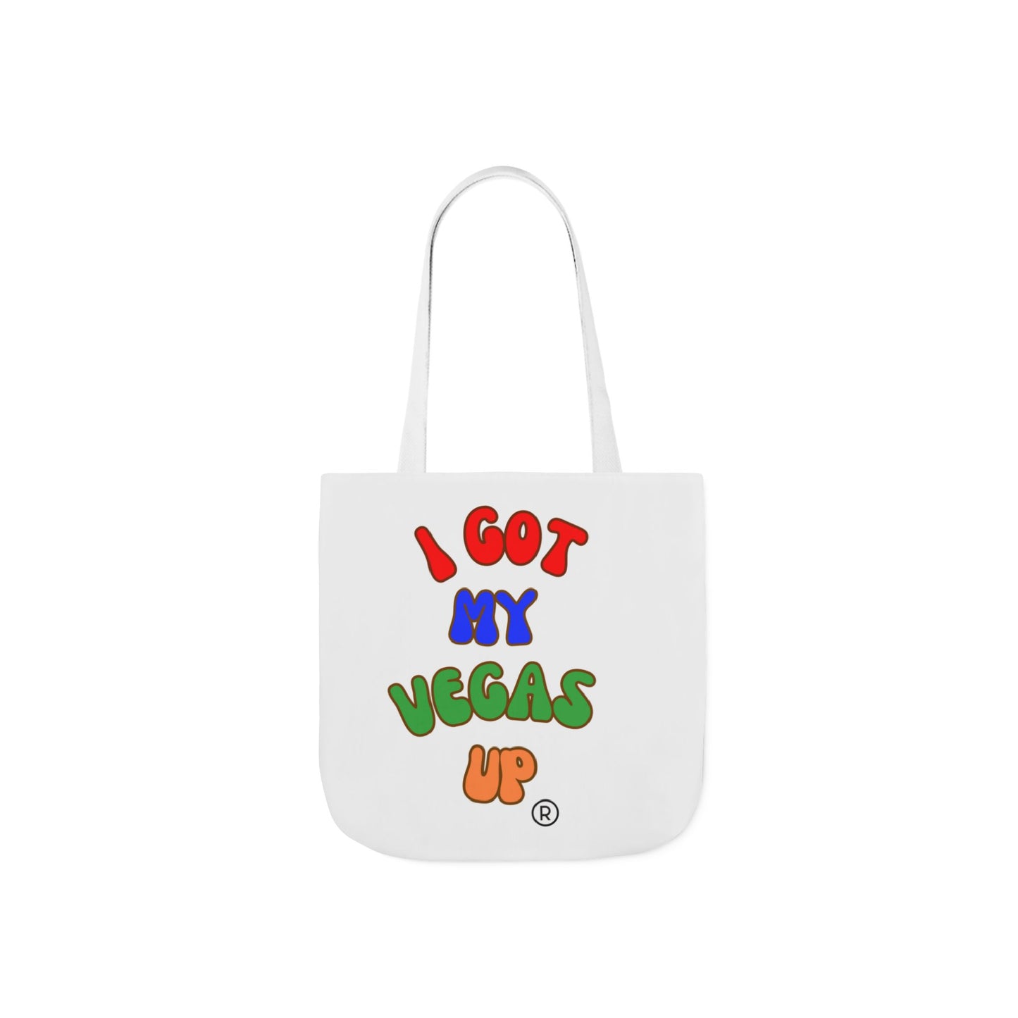 Fun Canvas Tote Bag – "I Got My Vegas Up" – Colorful Straps for Everyday Use